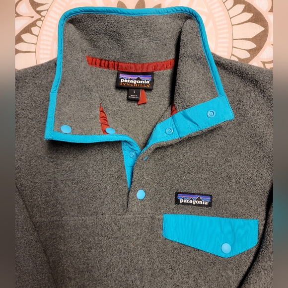 Patagonia Lightweight Synchilla snap Fleece Pullover Women's Size L. - Picture 2 of 3